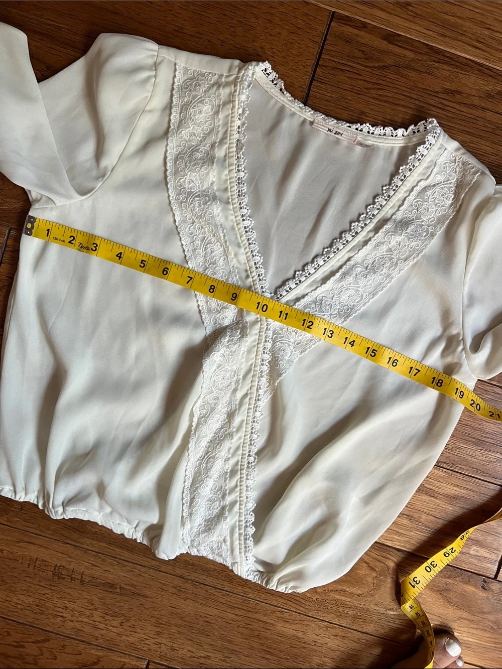 miami Cream Lace-Trim Surplice Blouse